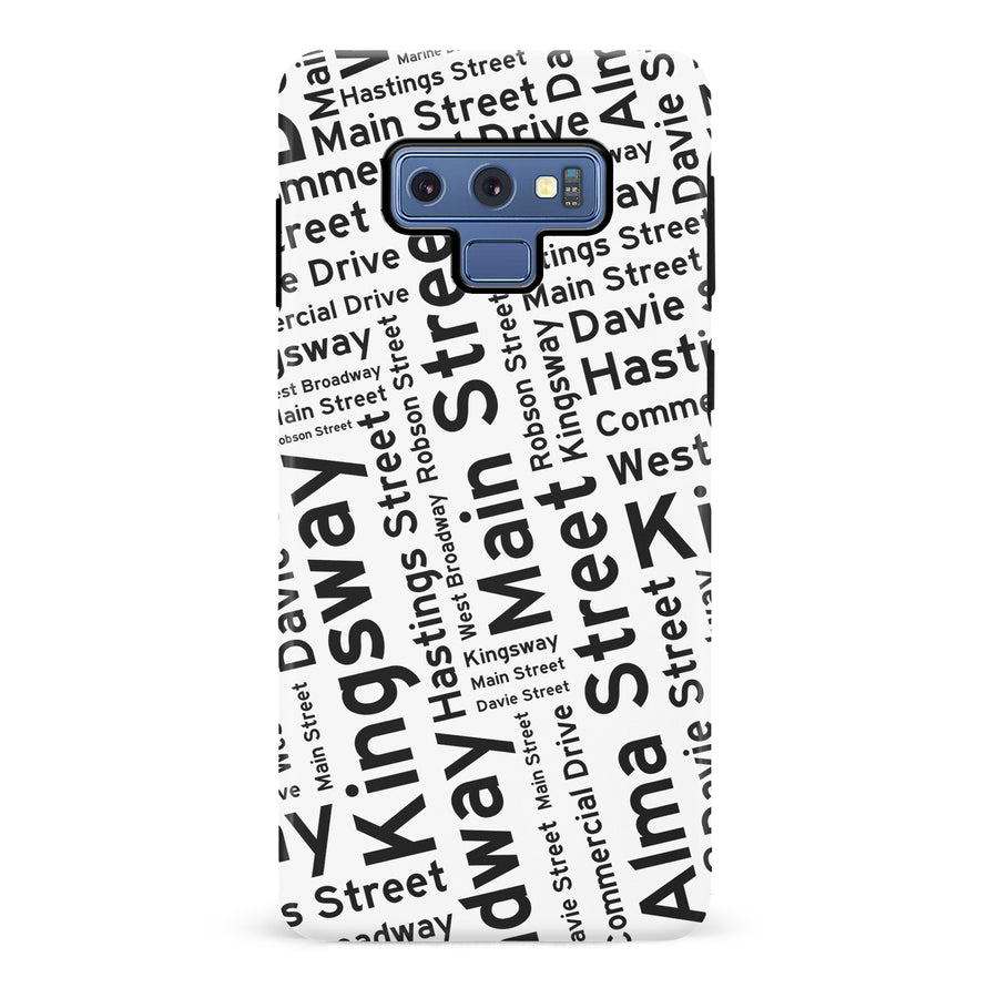 Samsung Galaxy Note 9 Vancouver Street Names Canadiana Phone Case - White