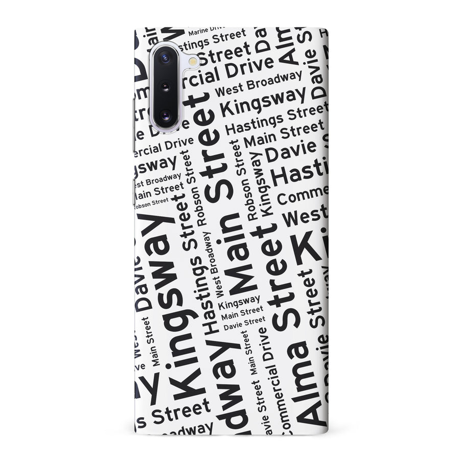 Samsung Galaxy Note 10 Vancouver Street Names Canadiana Phone Case - White