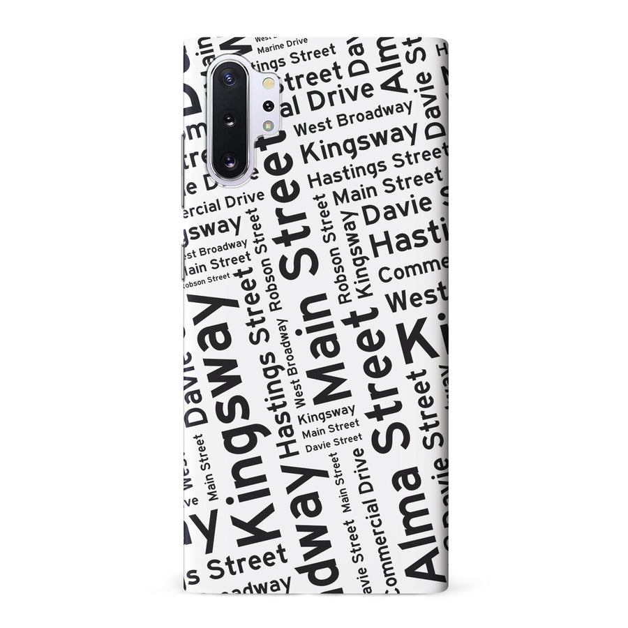 Samsung Galaxy Note 10 Plus Vancouver Street Names Canadiana Phone Case - White