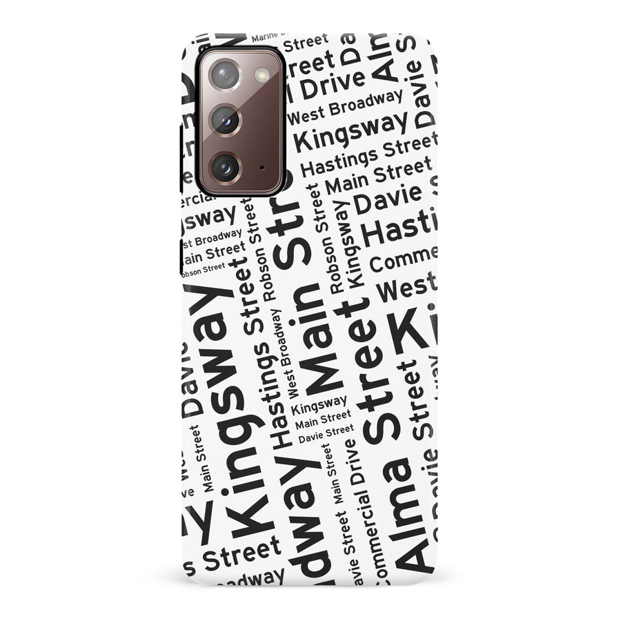 Samsung Galaxy Note 20 Vancouver Street Names Canadiana Phone Case - White