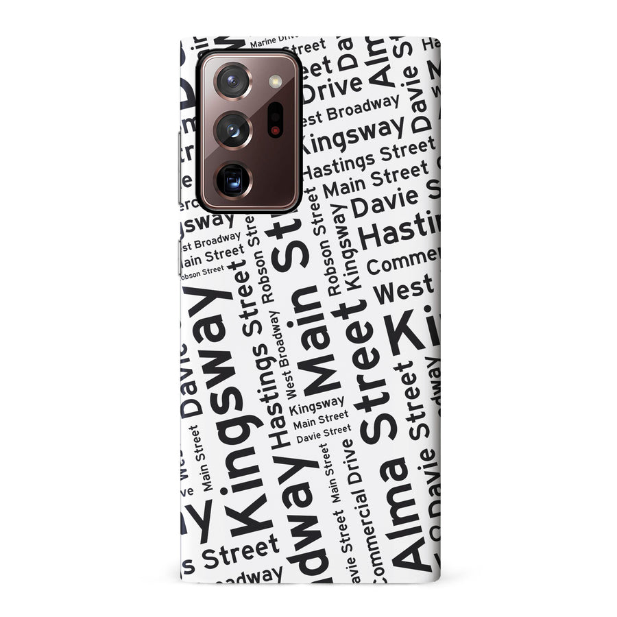 Samsung Galaxy Note 20 Ultra Vancouver Street Names Canadiana Phone Case - White