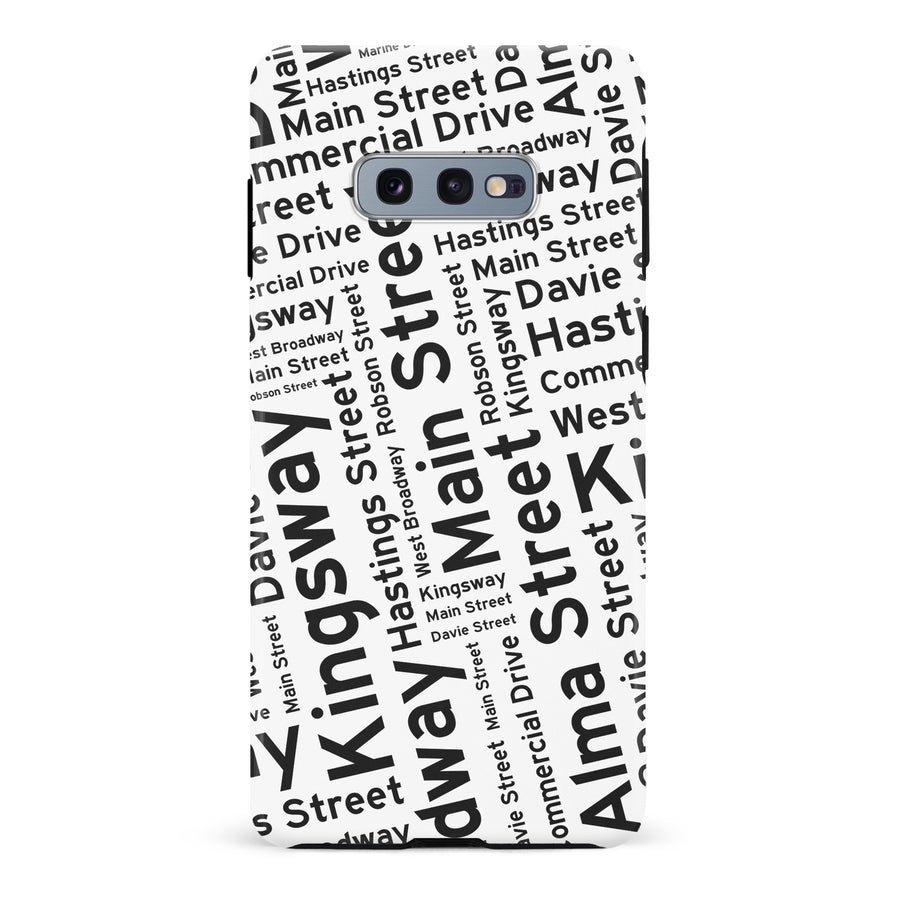 Samsung Galaxy S10e Vancouver Street Names Canadiana Phone Case - White
