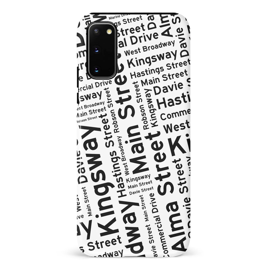 Samsung Galaxy S20 Vancouver Street Names Canadiana Phone Case - White