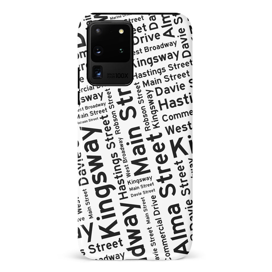 Samsung Galaxy S20 Ultra Vancouver Street Names Canadiana Phone Case - White