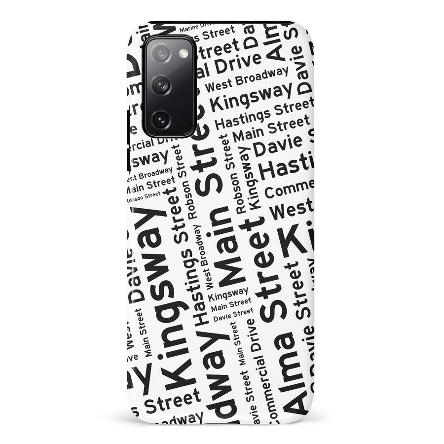 Samsung Galaxy S20 FE Vancouver Street Names Canadiana Phone Case - White