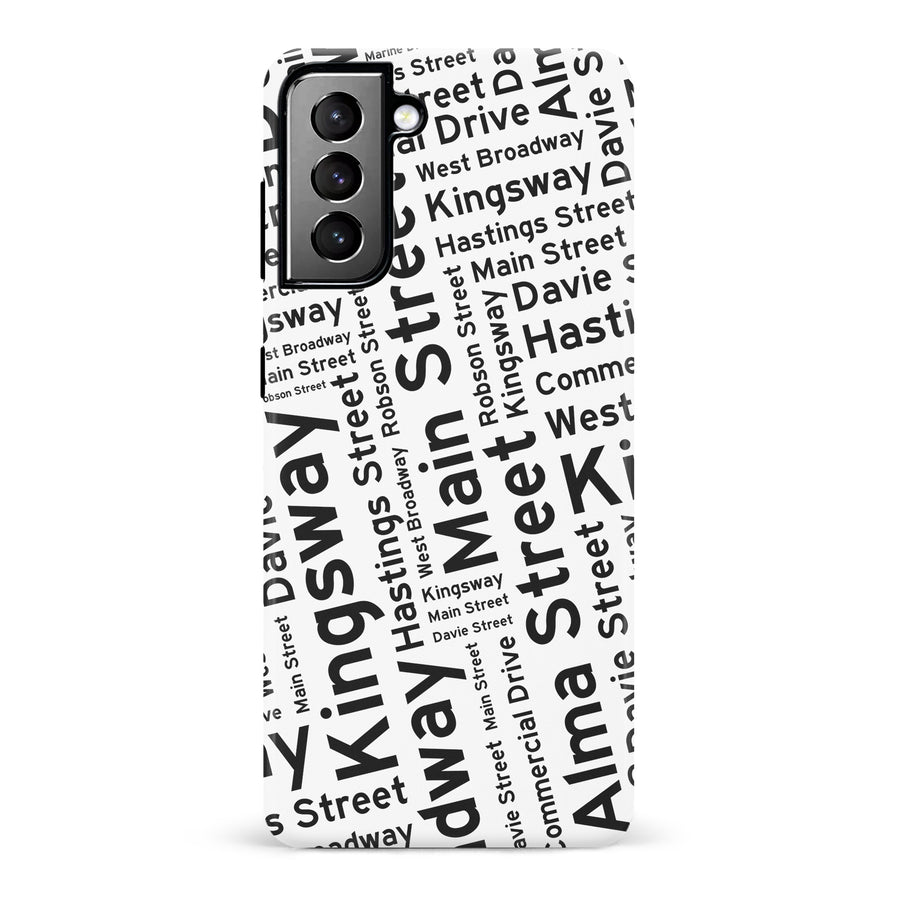 Samsung Galaxy S21 Plus Vancouver Street Names Canadiana Phone Case - White