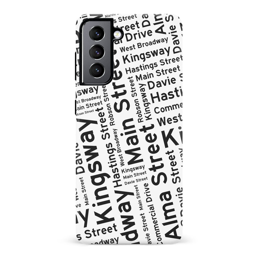 Samsung Galaxy S22 Vancouver Street Names Canadiana Phone Case - White