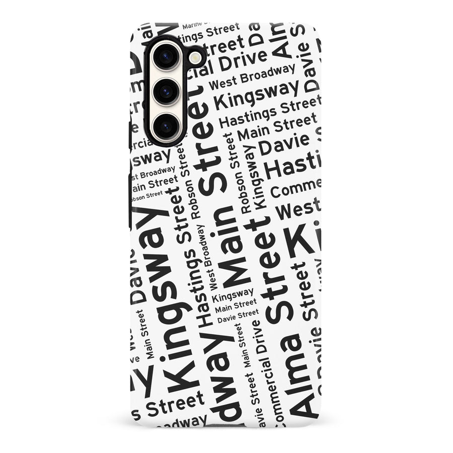 Samsung Galaxy S23 Vancouver Street Names Canadiana Phone Case - White
