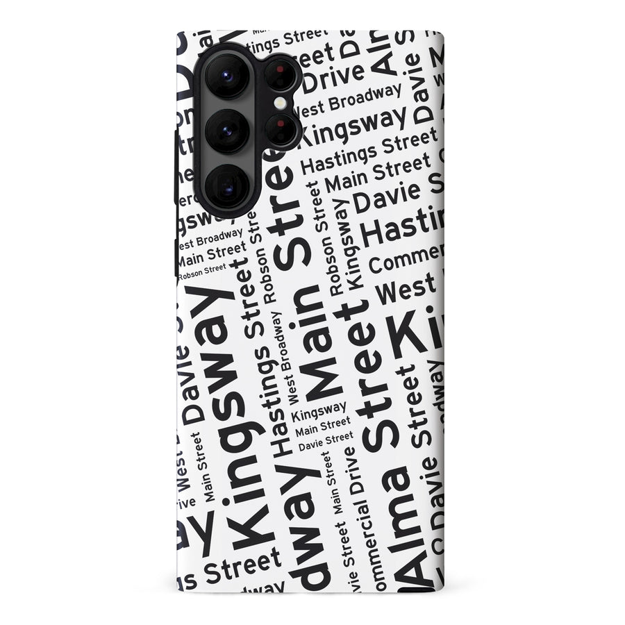 Samsung Galaxy S23 Ultra Vancouver Street Names Canadiana Phone Case - White