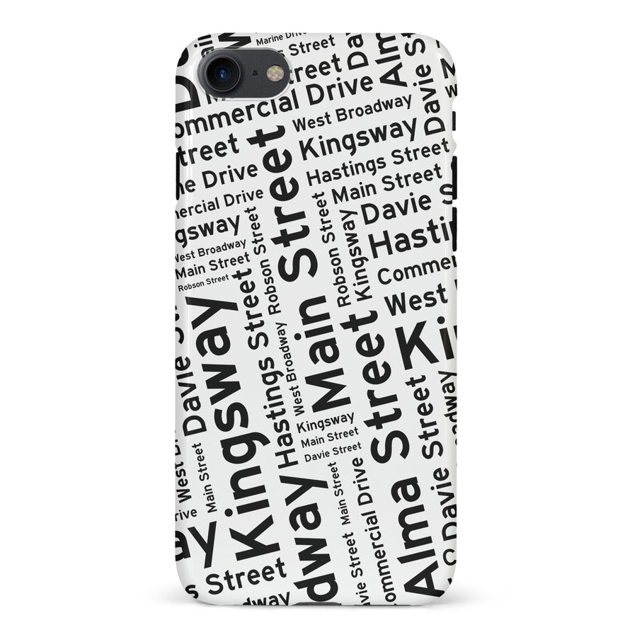 iPhone 7/8/SE Vancouver Street Names Canadiana Phone Case - White