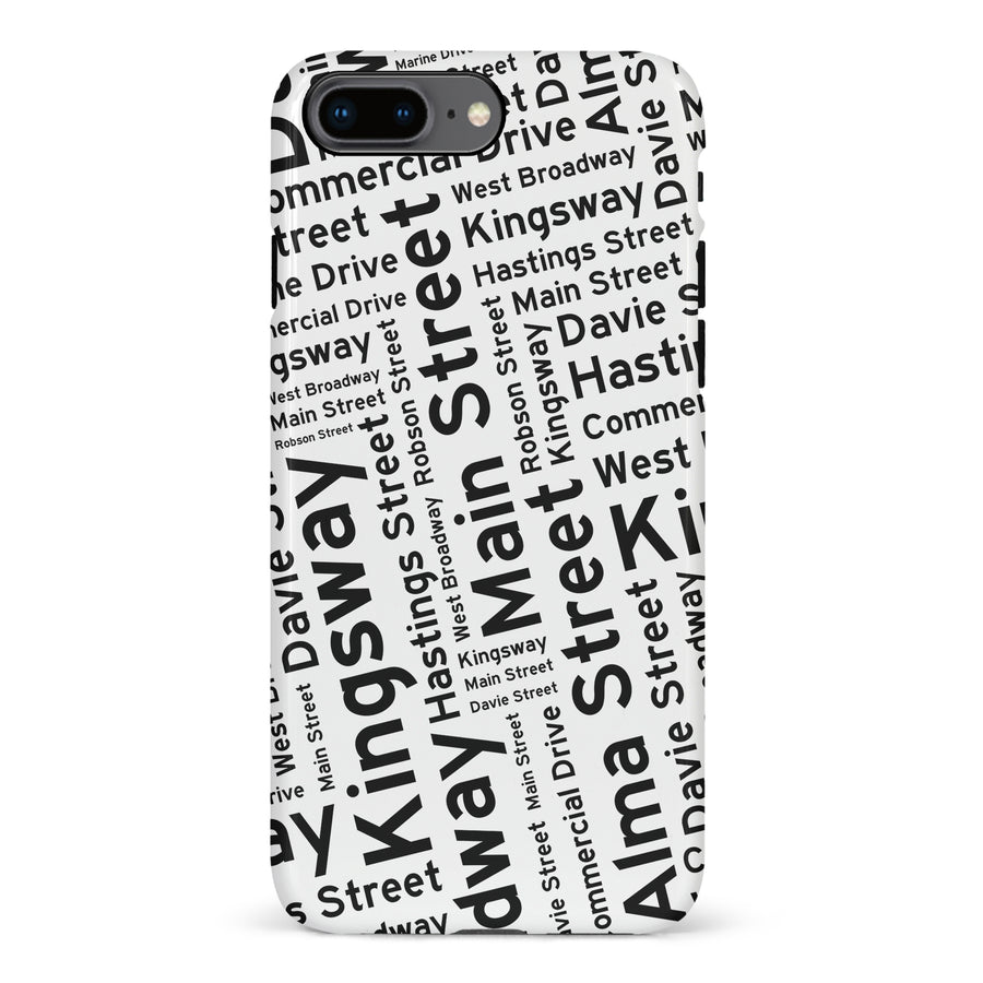iPhone 8 Plus Vancouver Street Names Canadiana Phone Case - White