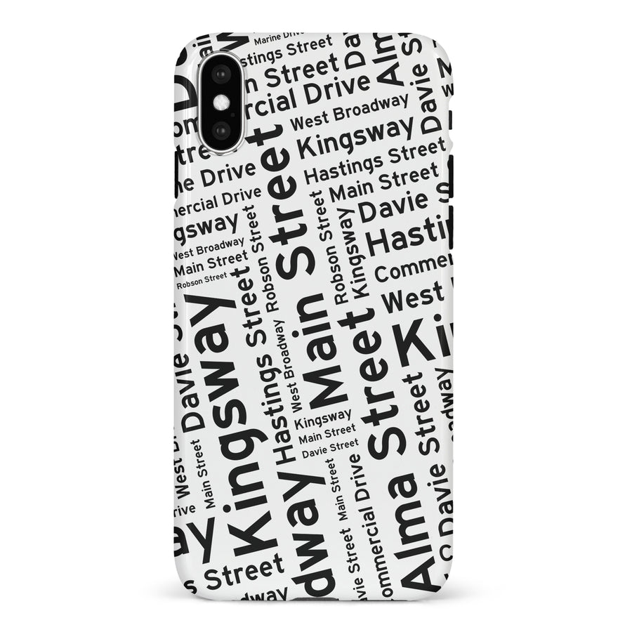 iPhone X/XS Vancouver Street Names Canadiana Phone Case - White