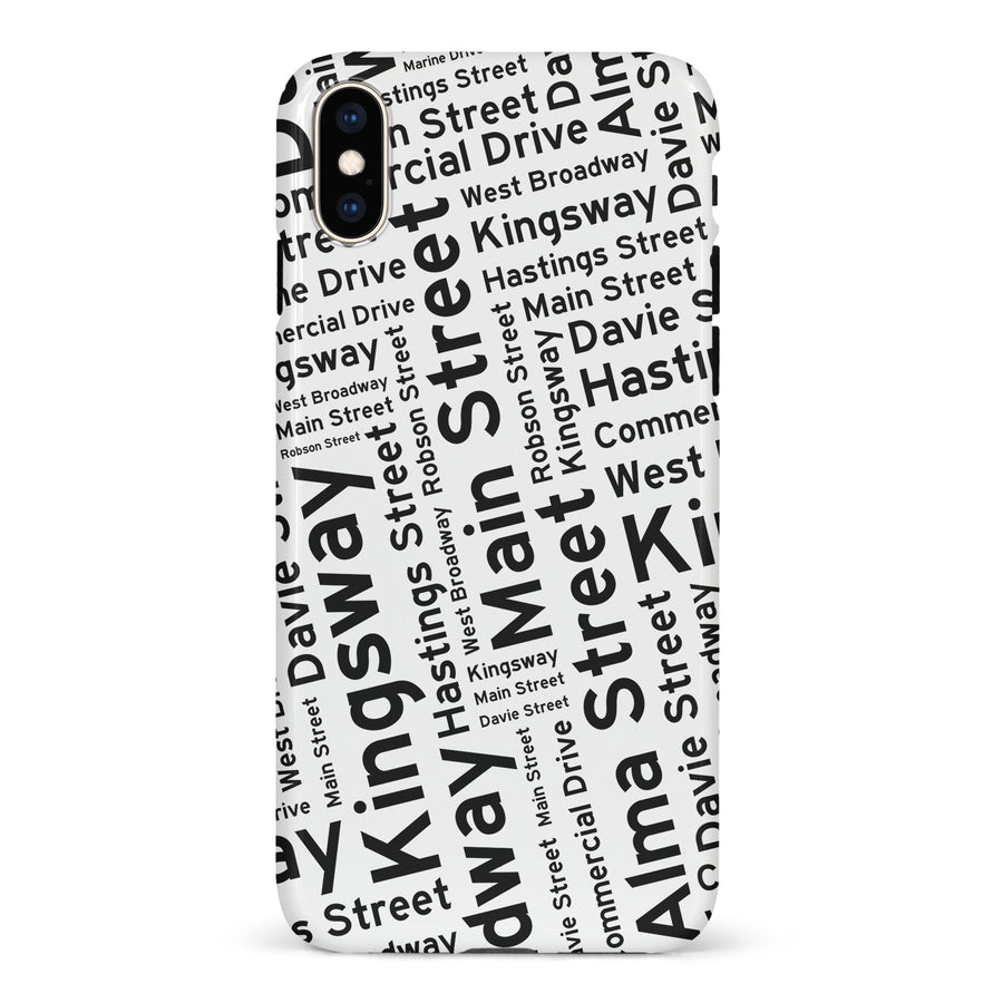 iPhone XS Max Vancouver Street Names Canadiana Phone Case - White