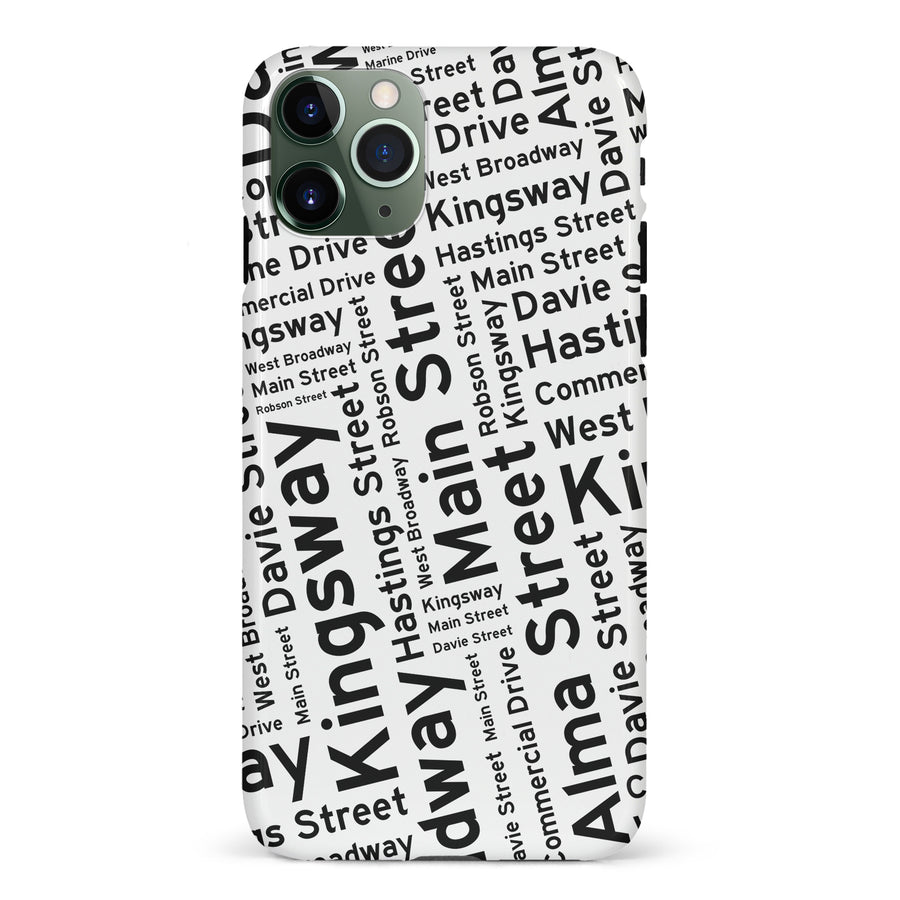 iPhone 11 Pro Vancouver Street Names Canadiana Phone Case - White