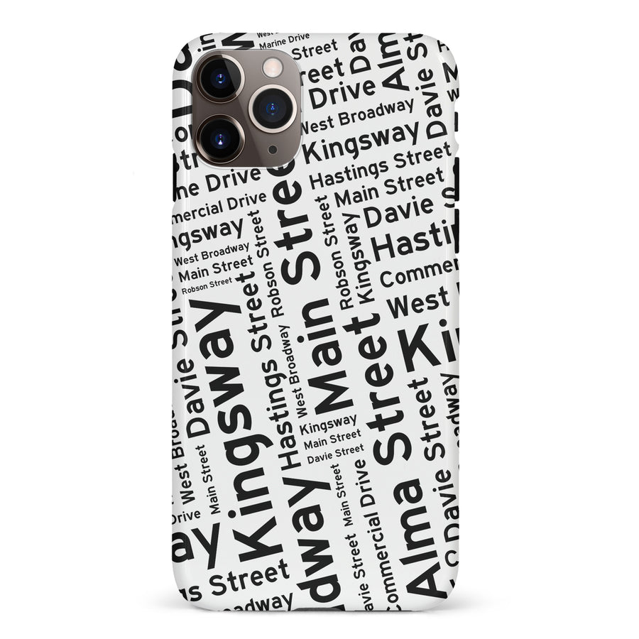 iPhone 11 Pro Max Vancouver Street Names Canadiana Phone Case - White