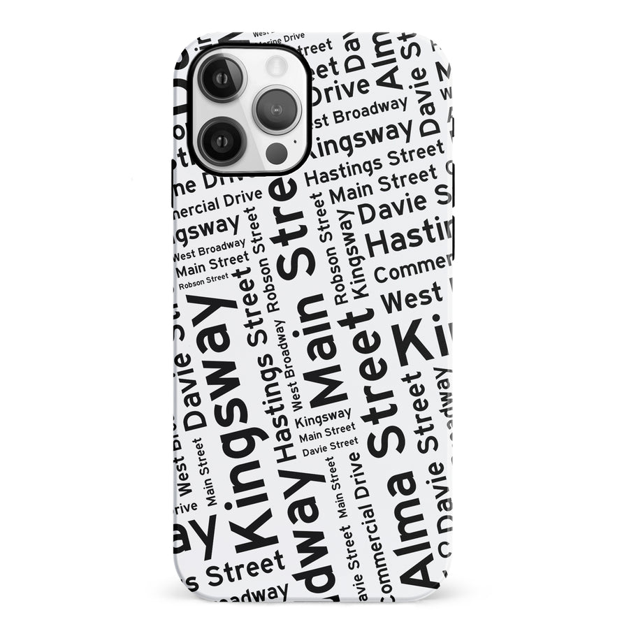 iPhone 12 Vancouver Street Names Canadiana Phone Case - White