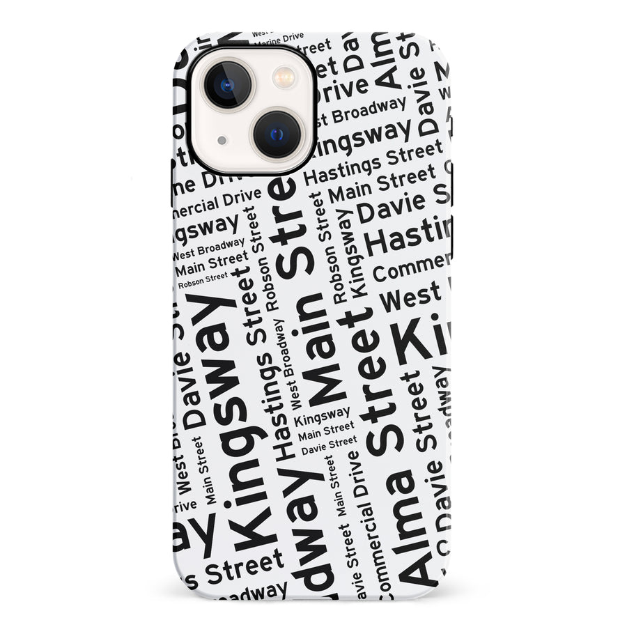 iPhone 13 Vancouver Street Names Canadiana Phone Case - White