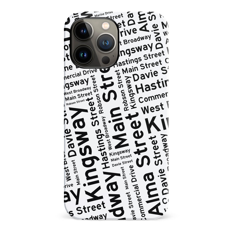 iPhone 13 Pro Max Vancouver Street Names Canadiana Phone Case - White