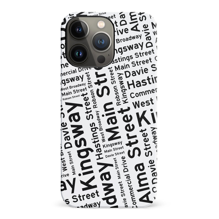 iPhone 14 Pro Vancouver Street Names Canadiana Phone Case - White