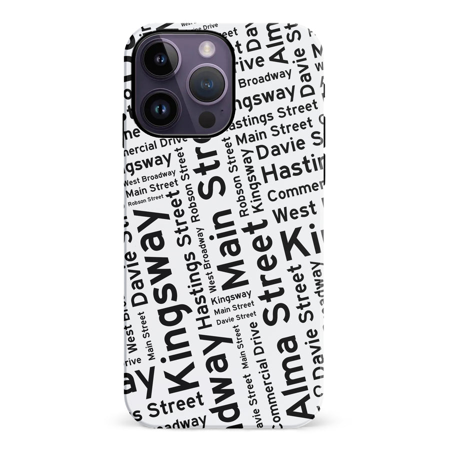 iPhone 14 Pro Max Vancouver Street Names Canadiana Phone Case - White