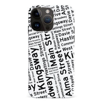 iPhone 15 Pro Max Vancouver Street Names Canadiana Phone Case - White