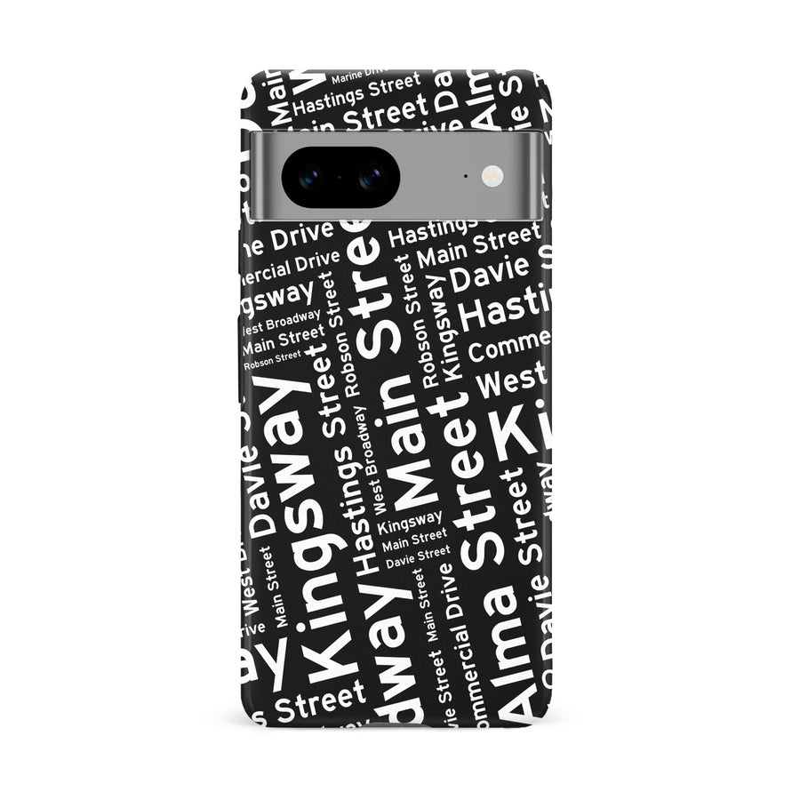 Google Pixel 8A Vancouver Street Names Canadiana Phone Case - Black