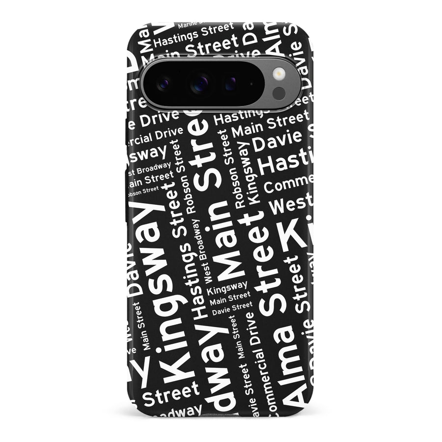 Google Pixel 9 Pro Vancouver Street Names Canadiana Phone Case - Black