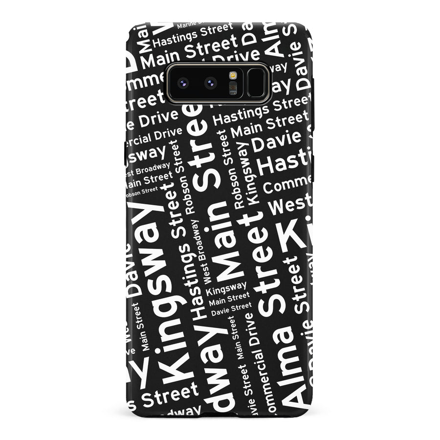 Samsung Galaxy Note 8 Vancouver Street Names Canadiana Phone Case - Black
