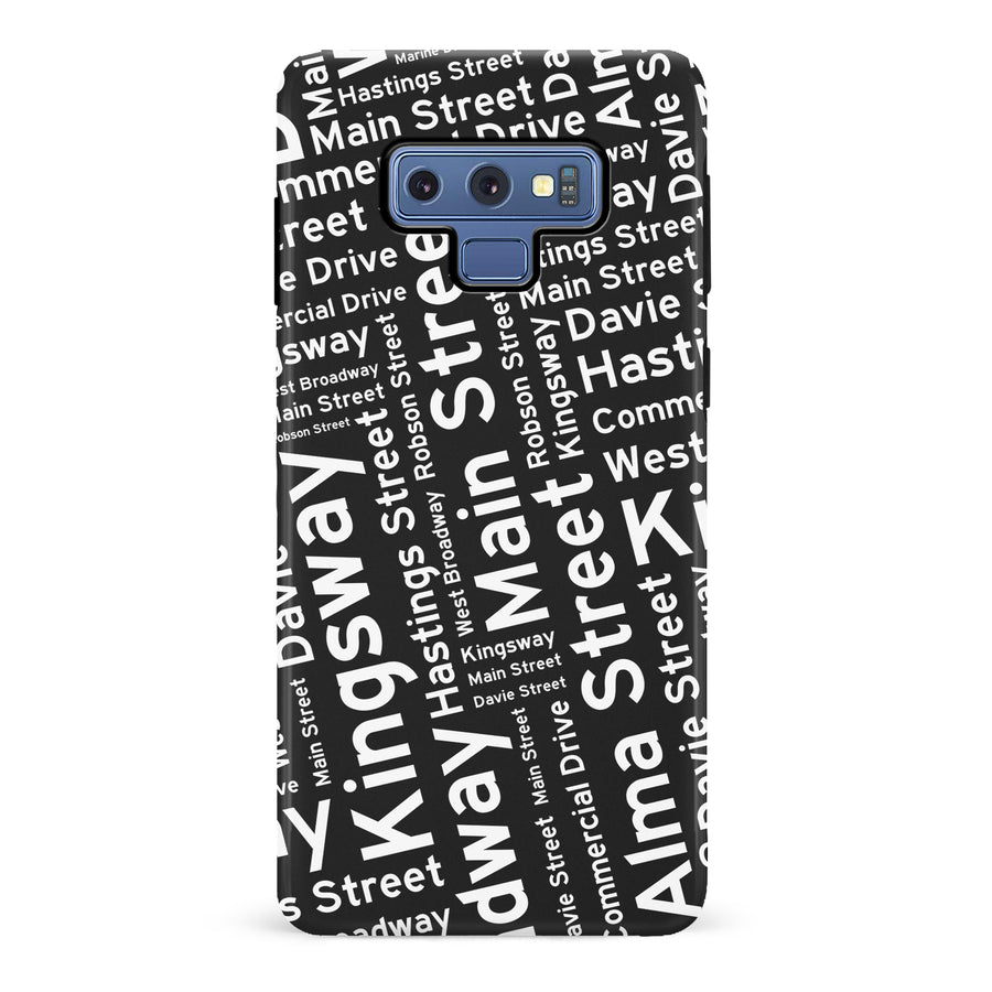 Samsung Galaxy Note 9 Vancouver Street Names Canadiana Phone Case - Black