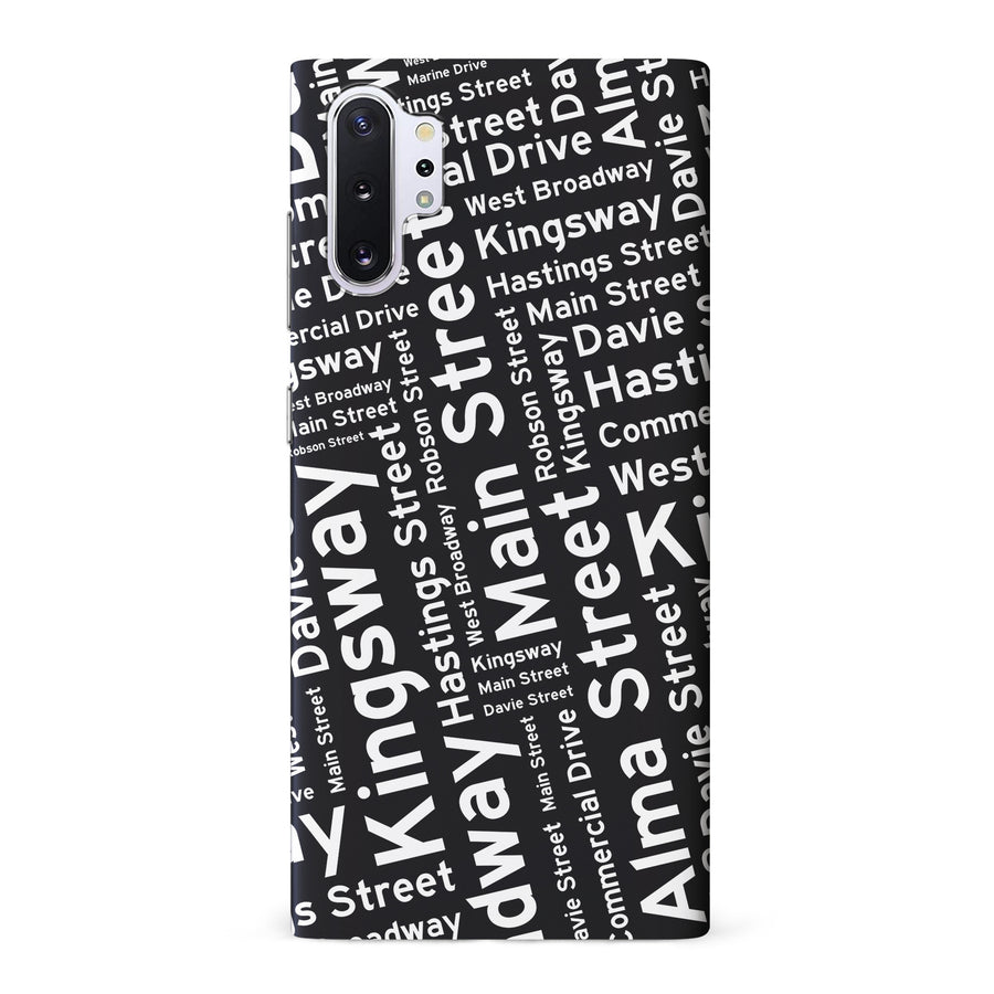 Samsung Galaxy Note 10 Plus Vancouver Street Names Canadiana Phone Case - Black