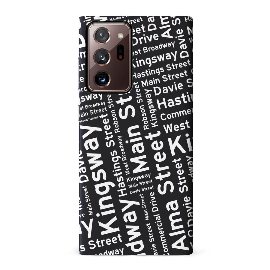 Samsung Galaxy Note 20 Ultra Vancouver Street Names Canadiana Phone Case - Black