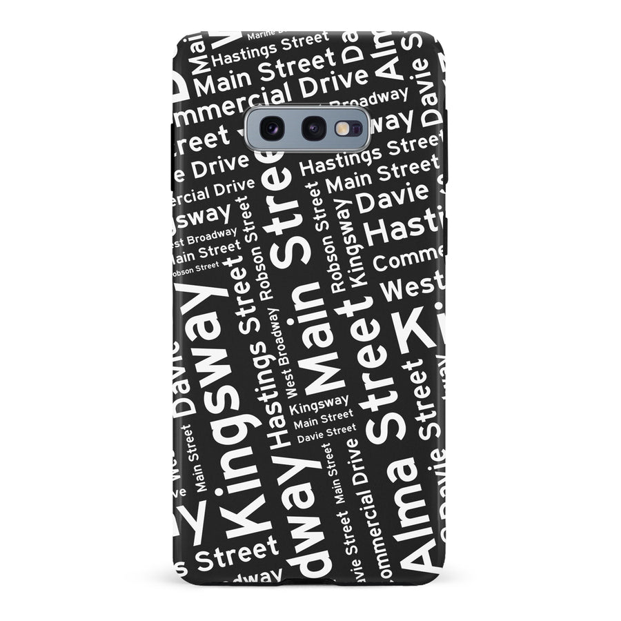 Samsung Galaxy S10e Vancouver Street Names Canadiana Phone Case - Black