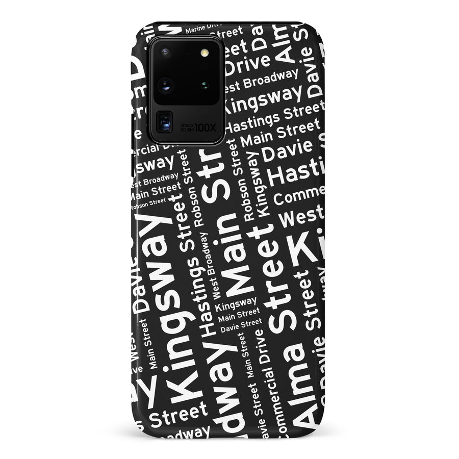 Samsung Galaxy S20 Ultra Vancouver Street Names Canadiana Phone Case - Black