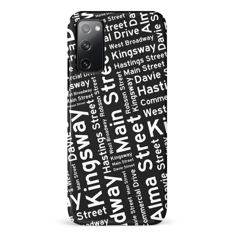 Samsung Galaxy S20 FE Vancouver Street Names Canadiana Phone Case - Black