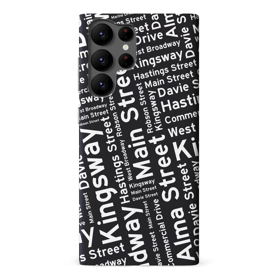 Samsung Galaxy S22 Ultra Vancouver Street Names Canadiana Phone Case - Black
