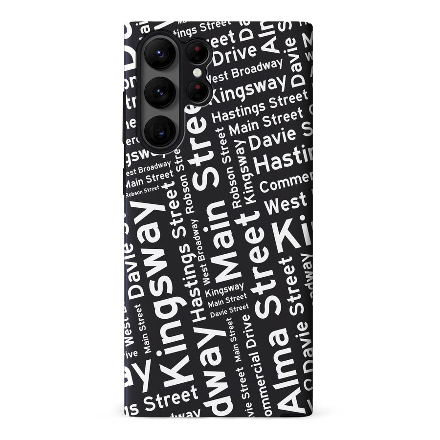 Samsung Galaxy S23 Ultra Vancouver Street Names Canadiana Phone Case - Black