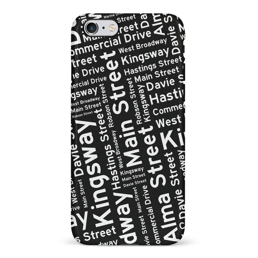 iPhone 6 Vancouver Street Names Canadiana Phone Case - Black