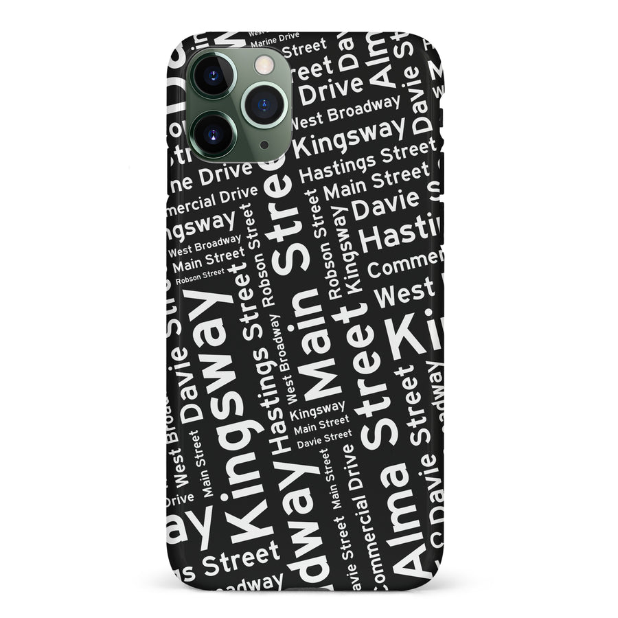 iPhone 11 Pro Vancouver Street Names Canadiana Phone Case - Black