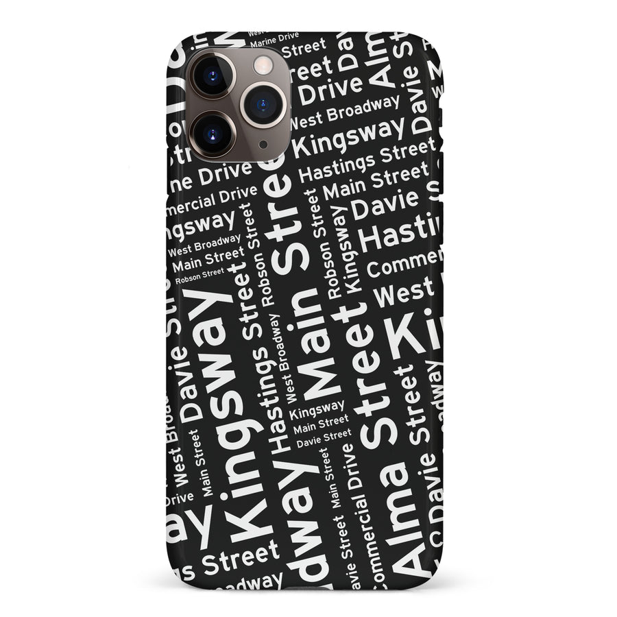 iPhone 11 Pro Max Vancouver Street Names Canadiana Phone Case - Black