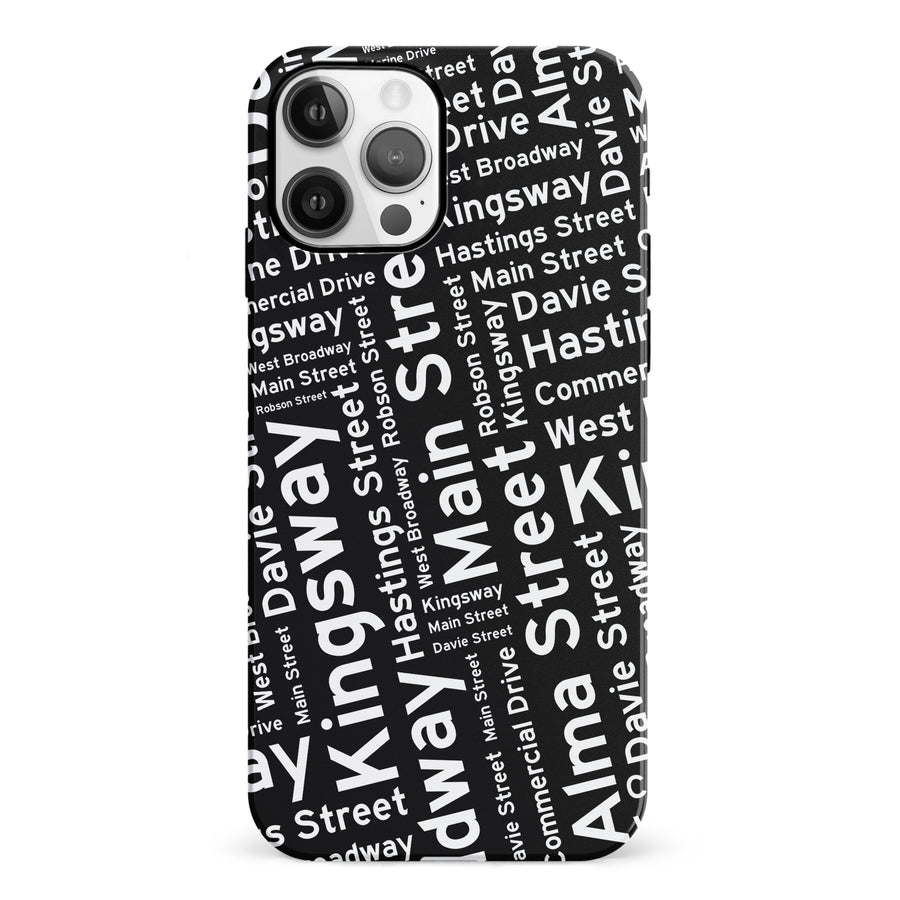 iPhone 12 Vancouver Street Names Canadiana Phone Case - Black