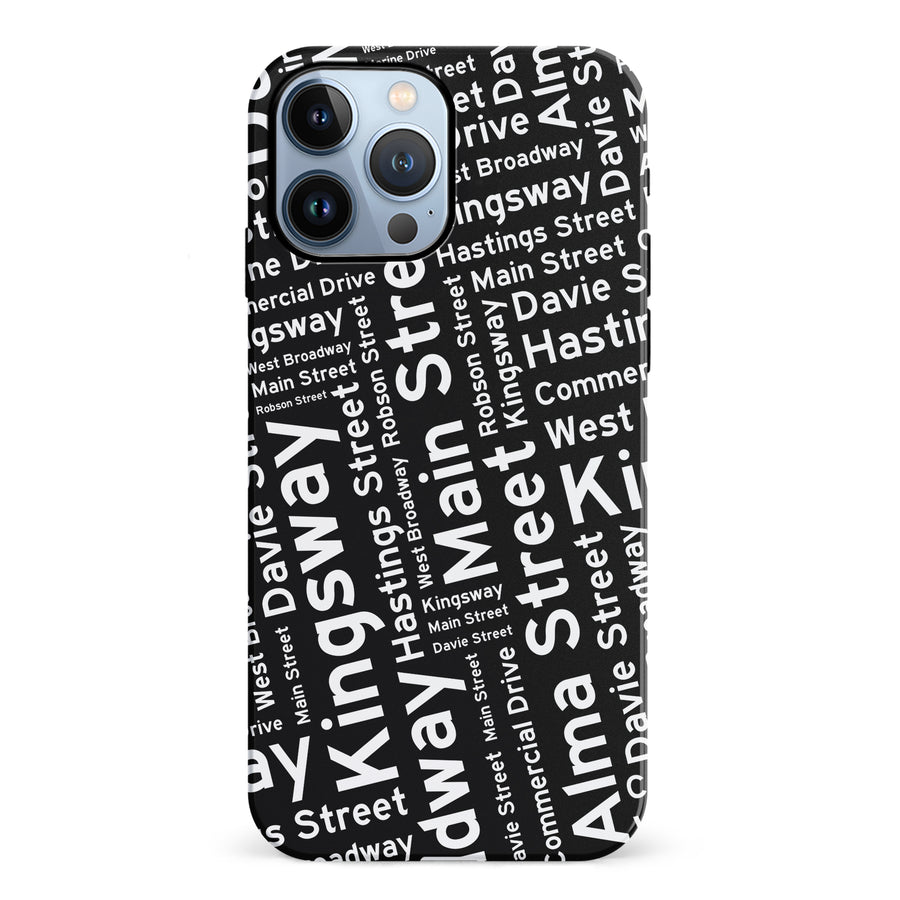 iPhone 12 Pro Vancouver Street Names Canadiana Phone Case - Black