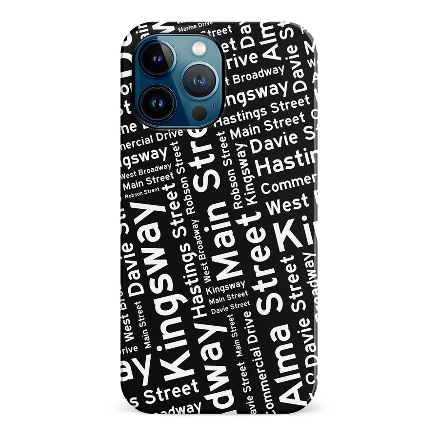 iPhone 12 Pro Max Vancouver Street Names Canadiana Phone Case - Black