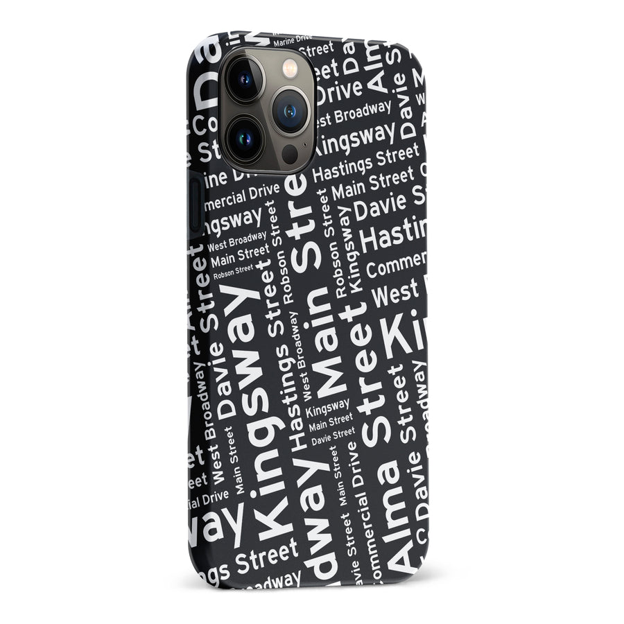 iPhone 13 Pro Max Vancouver Street Names Canadiana Phone Case - Black