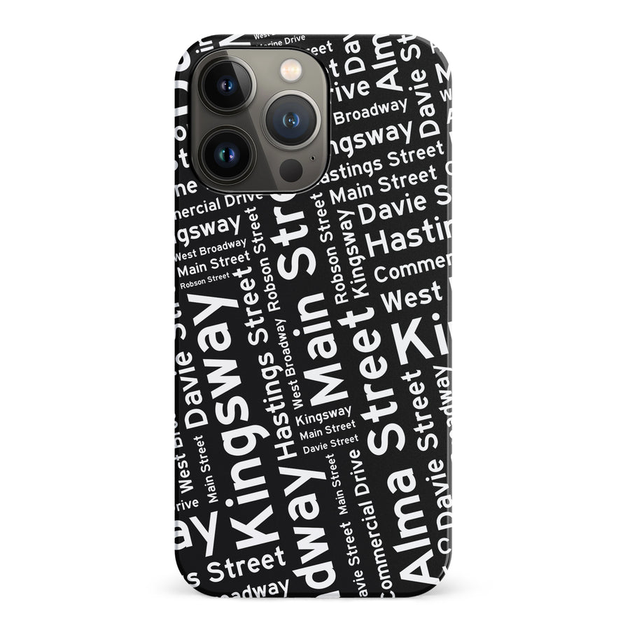 iPhone 14 Pro Vancouver Street Names Canadiana Phone Case - Black