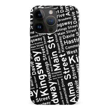 iPhone 15 Pro Max Vancouver Street Names Canadiana Phone Case - Black