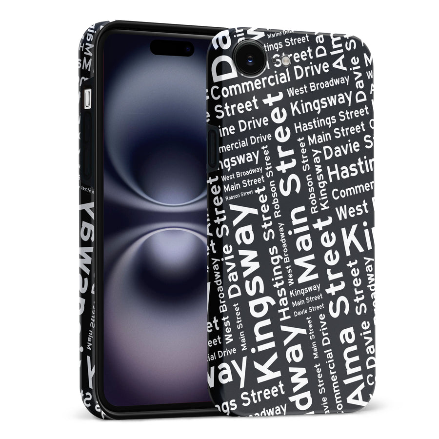 Vancouver Street Names Canadiana Phone Case - Black