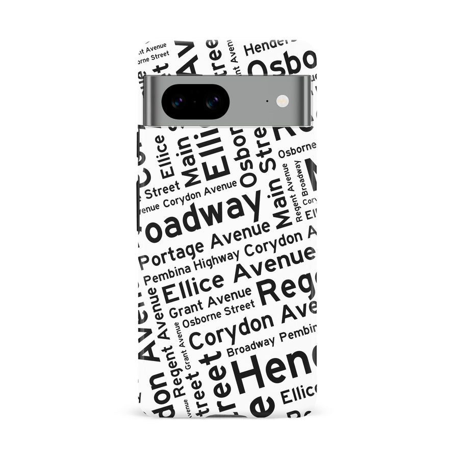 Google Pixel 8A Winnipeg Street Names Canadiana Phone Case - White