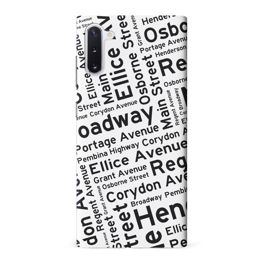 Samsung Galaxy Note 10 Winnipeg Street Names Canadiana Phone Case - White