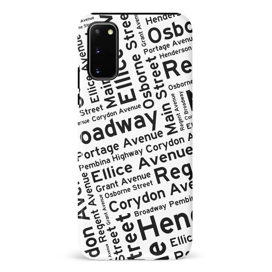 Samsung Galaxy S20 Winnipeg Street Names Canadiana Phone Case - White