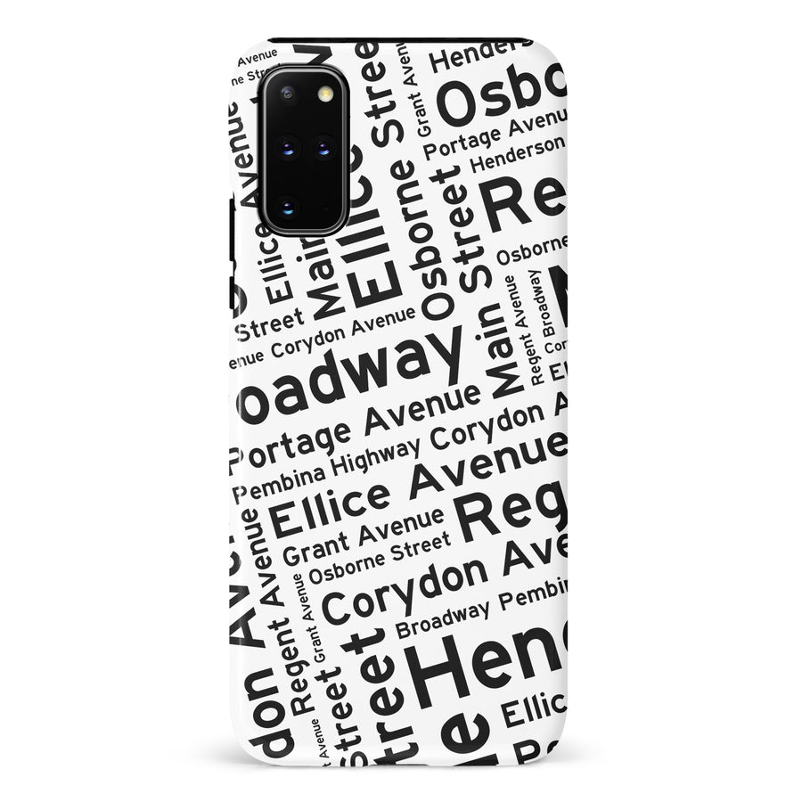Samsung Galaxy S20 Plus Winnipeg Street Names Canadiana Phone Case - White
